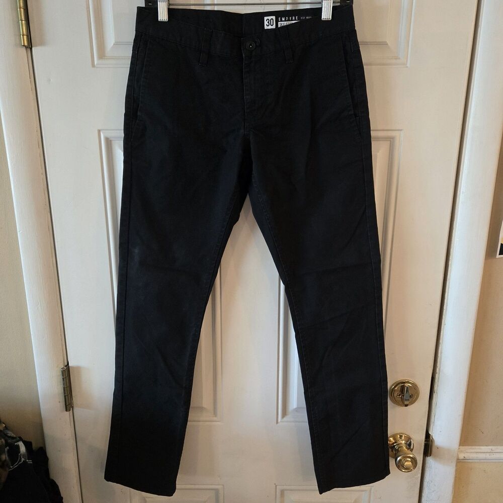 Empyre Skeletor Skinny Pants Mens 30 Black Chino Skate Stretch Twill Trousers